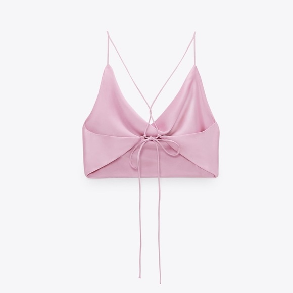 ZARA Satin Effect Pink Crop Top - Picture 14 of 14